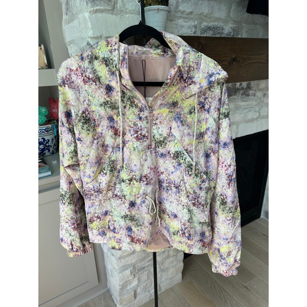 CALIA Women's Eden Print Olive Hooded Windbreaker Size S